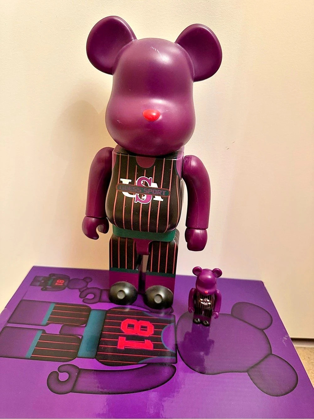 Medicom Toy Bearbrick 400% & 100% Guess collaboration Purple 400% & 100% Set